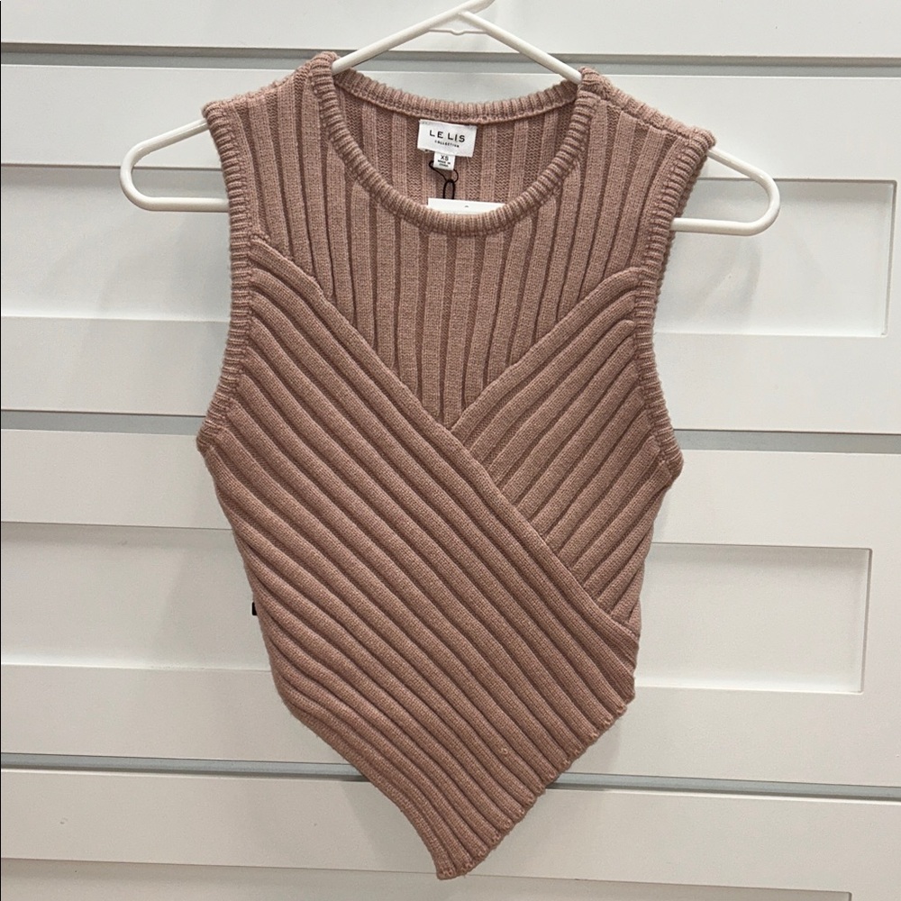 Le Lis Blush Ribbed Sweater Top XS (NWT)